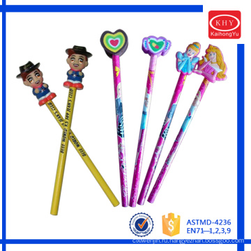 School Stationery full printing lovely customized rubber HB pencil